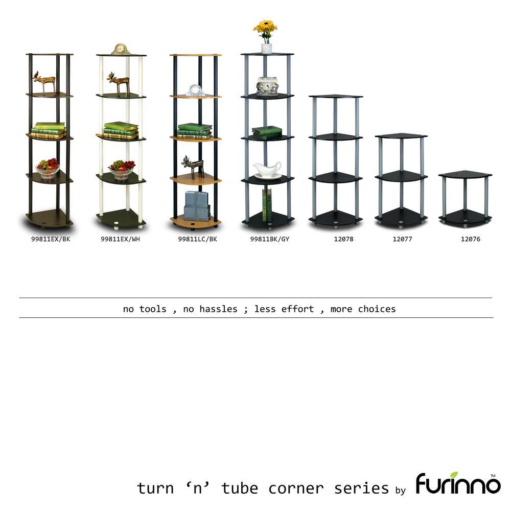 Furinno Turn-N-Tube 3-Tier Corner Display Rack Multipurpose Shelving Unit, Black/Grey