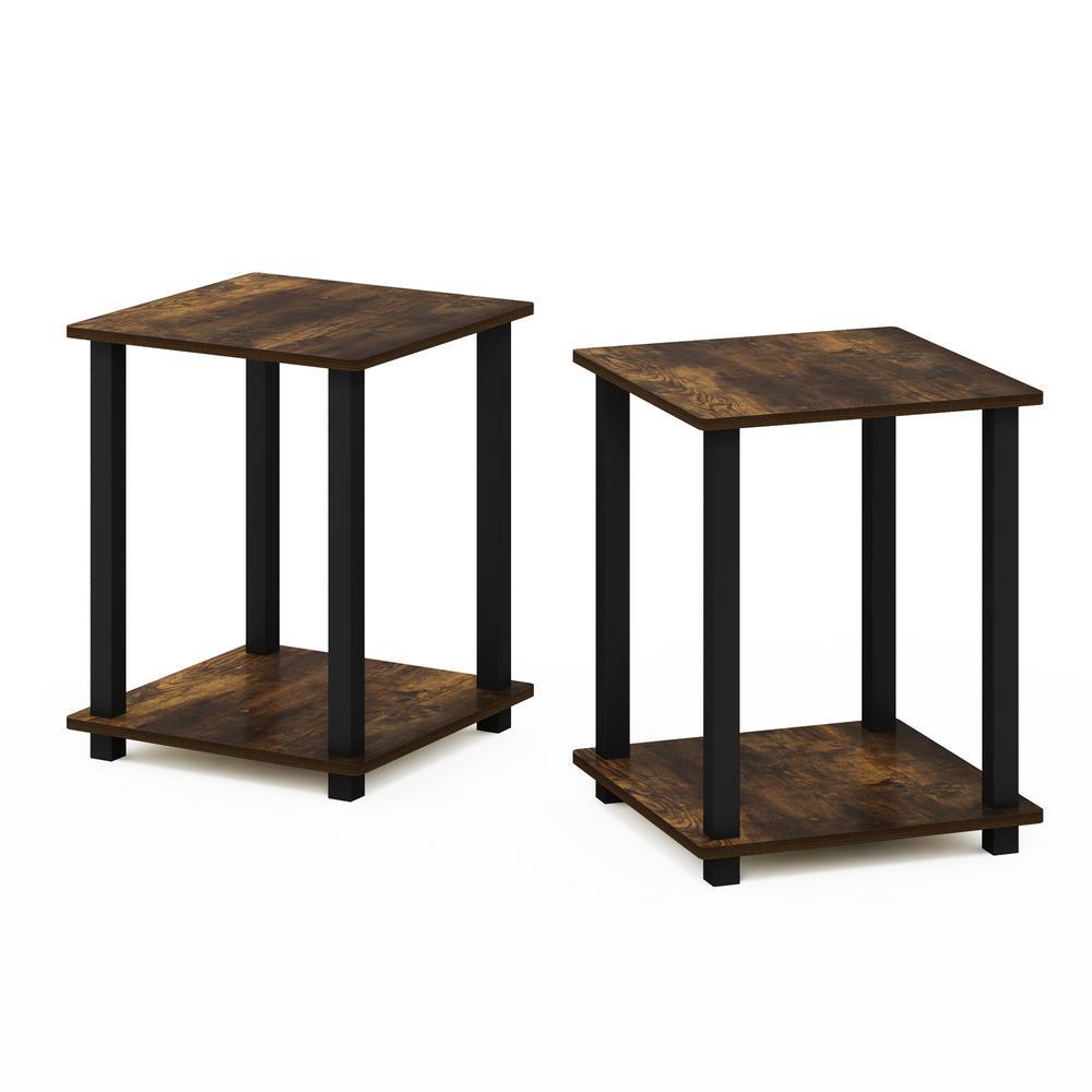 Furinno Simplistic End Table, Set of Two, Amber Pine/Black
