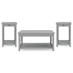 Bolton Furniture Alaterre ANCT0221440 36 in. Coventry Coffee & Two End Tables with Tray&#44; Gray - Set of 3