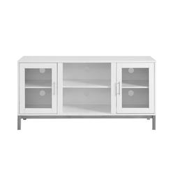 Walker Edison 52" Avenue Wood TV Console with Metal Legs - White