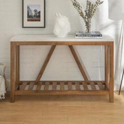 Walker Edison 52" A-Frame Rustic Entry Console Table - Marble/Walnut