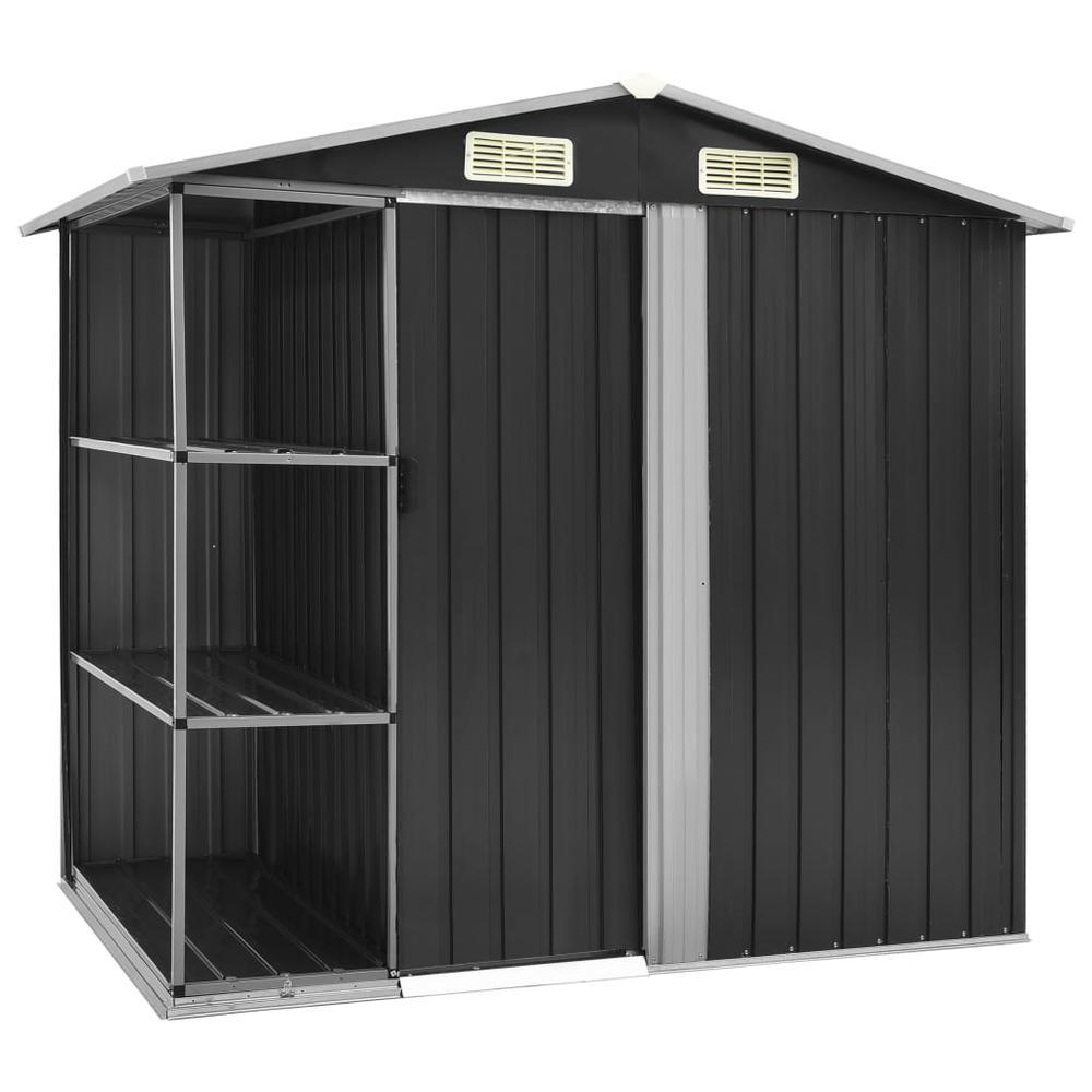 vidaXL Garden Shed with Rack Anthracite 80.7"x51.2"x72" Iron 7106