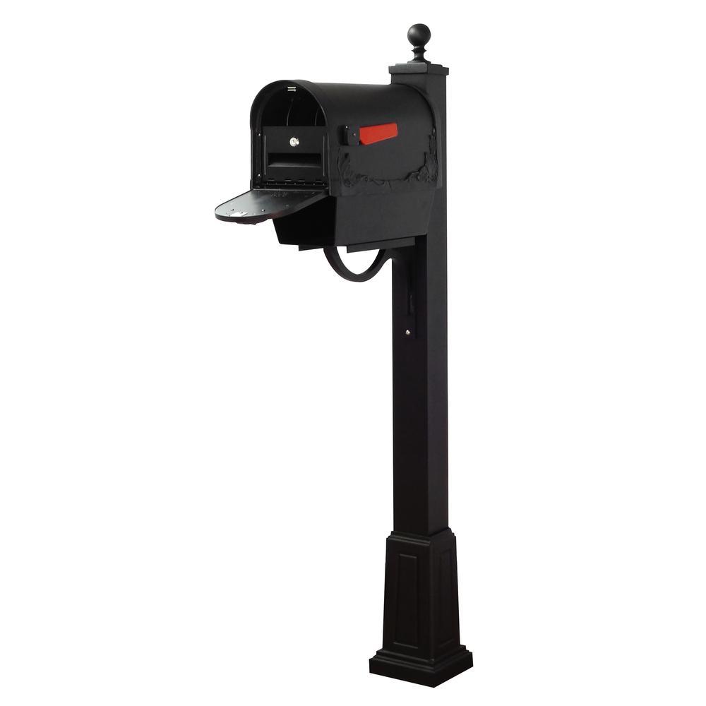 Special Lite Products Floral Curbside Mailbox with Newspaper Tube, Locking Insert and Springfield Mailbox Post with Base