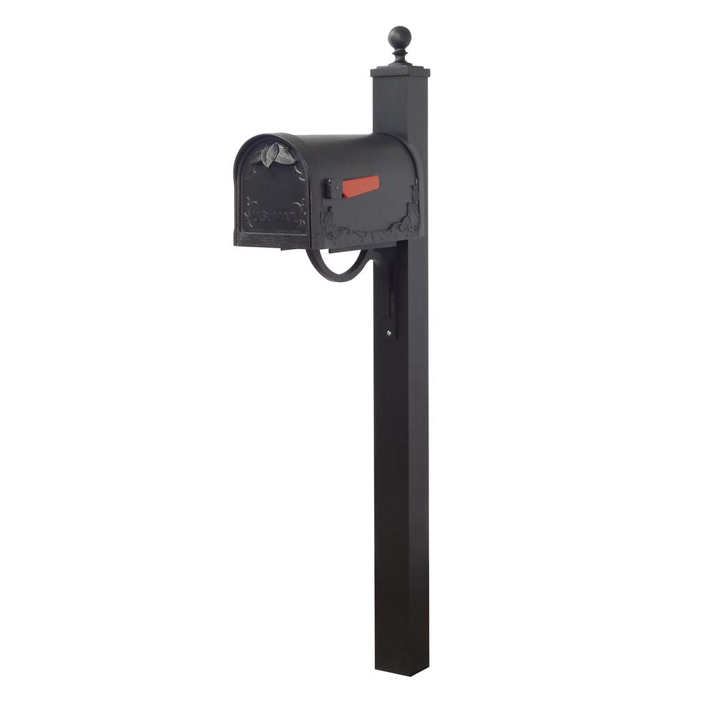 Special Lite Products Floral Curbside Mailbox and Springfield Direct Burial Mailbox Post Smooth Square