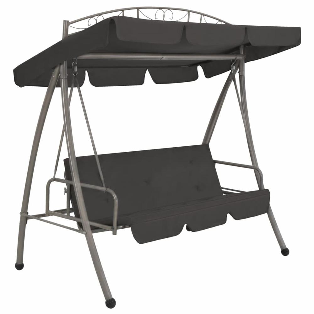 vidaXL Outdoor Convertible Swing Bench with Canopy Anthracite 78"x47.2"x80.7" Steel, 45074