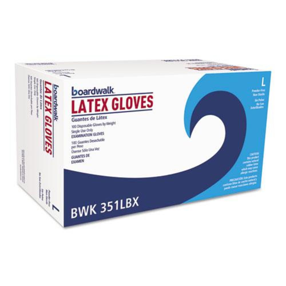 Boardwalk Powder-Free Latex Exam Gloves, Large, Natural, 4 4/5 mil, 1,000/Carton