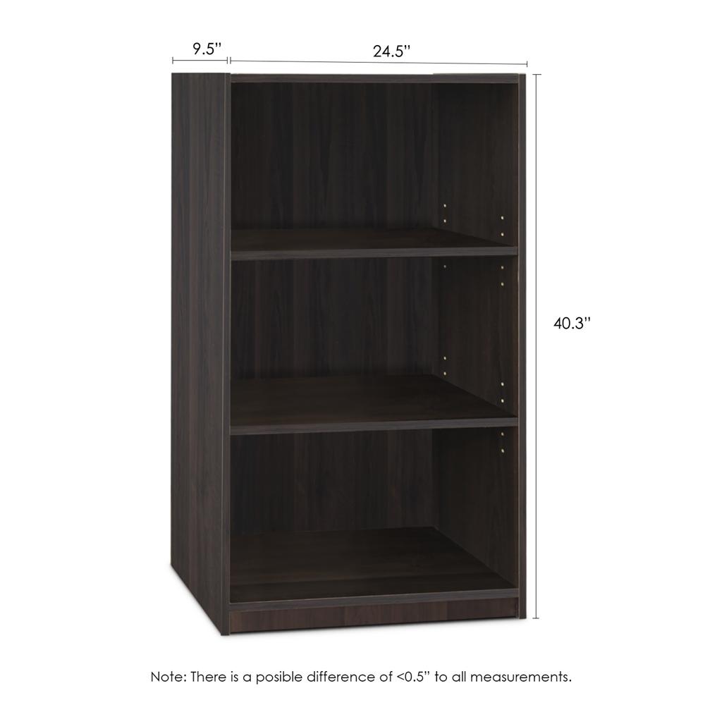 FURINNO JAYA Simple Home 3-Shelf Bookcase, CC Espresso