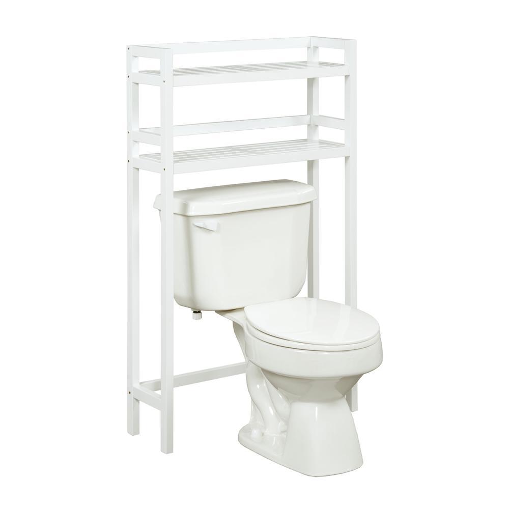 NewRidge Home Goods NewRidge Home Solid Wood Dunnsville 2-Tier Space Saver for Bathroom Extra Storage, White