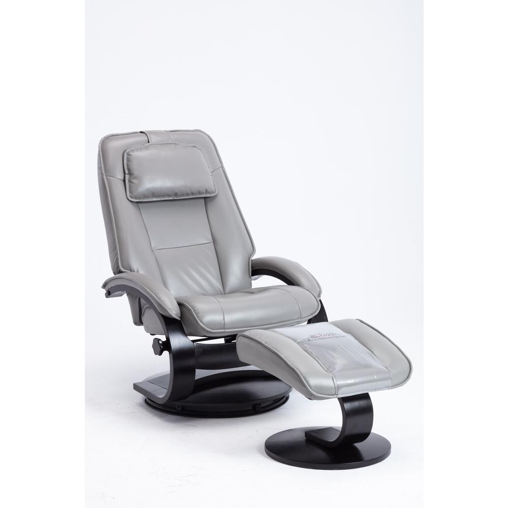 Progressive Furniture Relax-R™ Brampton Recliner and Ottoman in Steel Air Leather