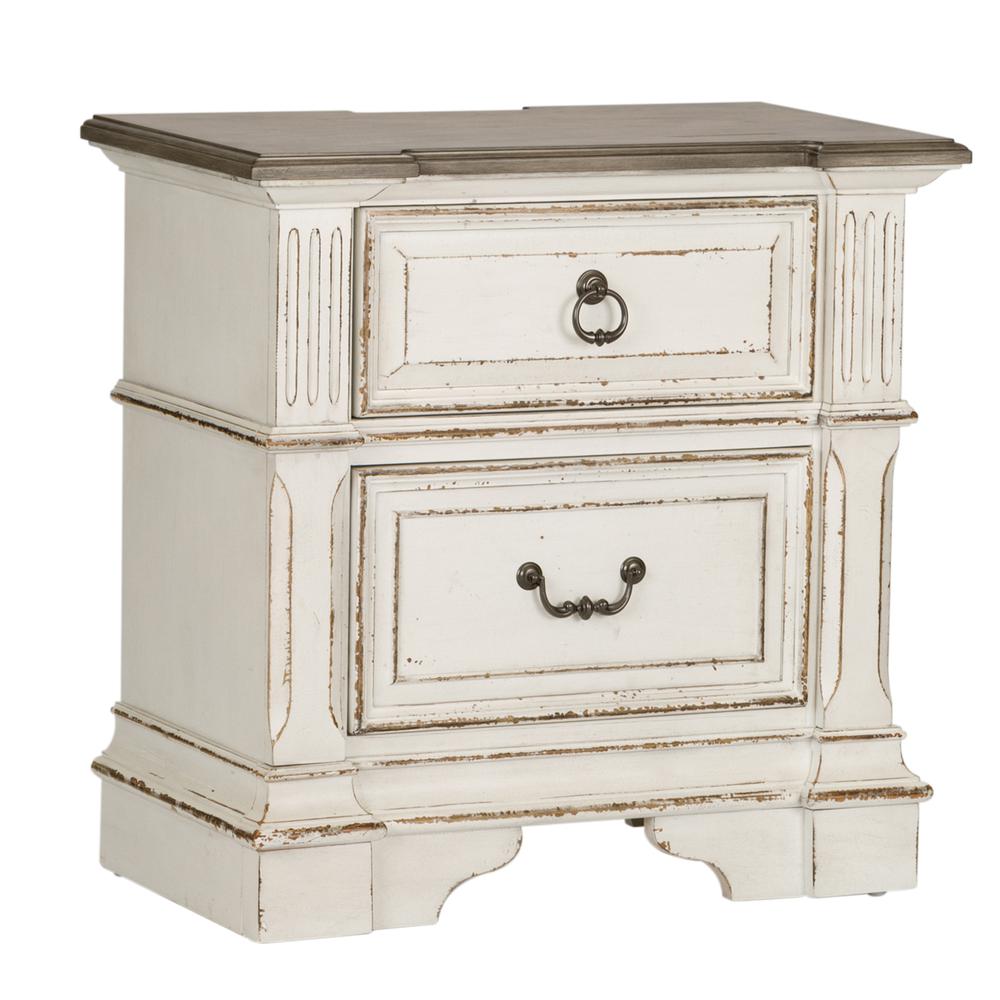 Liberty Furniture Abbey Park 2 Drawer Night Stand w/Charging Station, W30 x D17 x H30, White