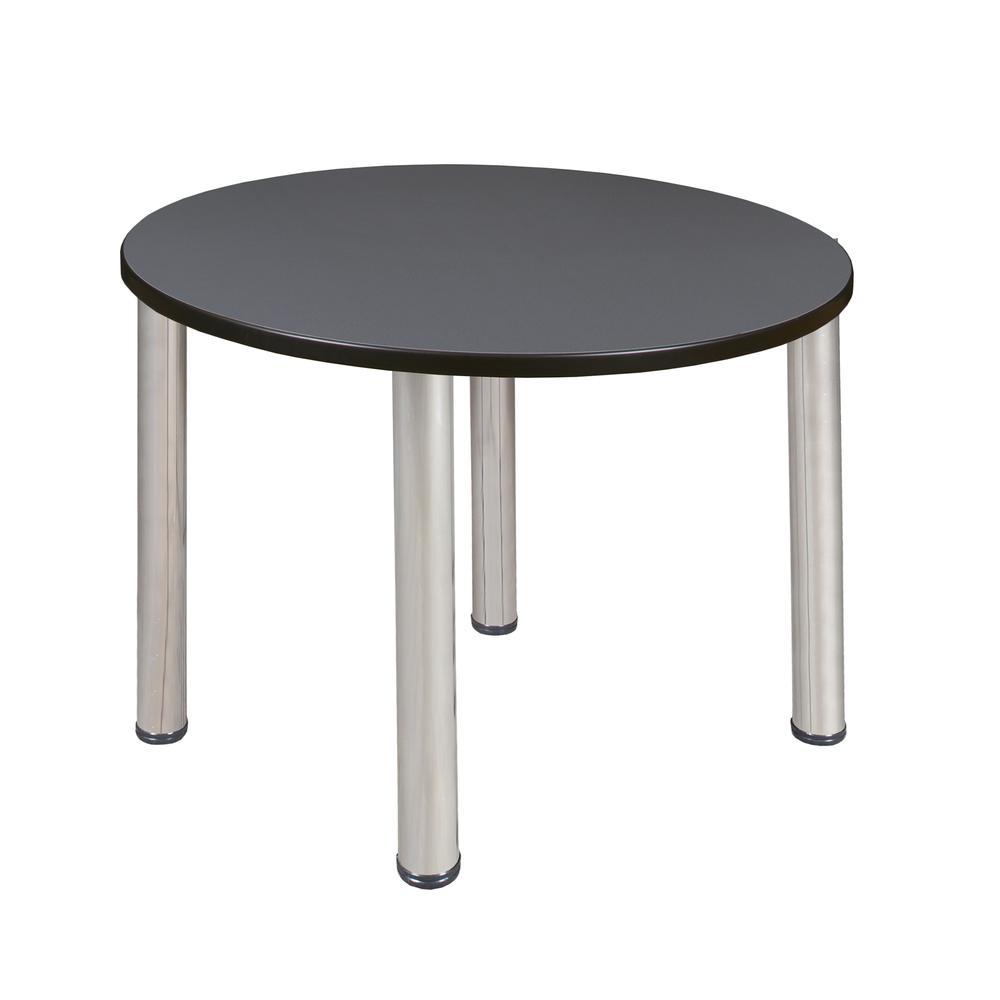 Regency Kee 36" Round Breakroom Table- Grey/ Chrome