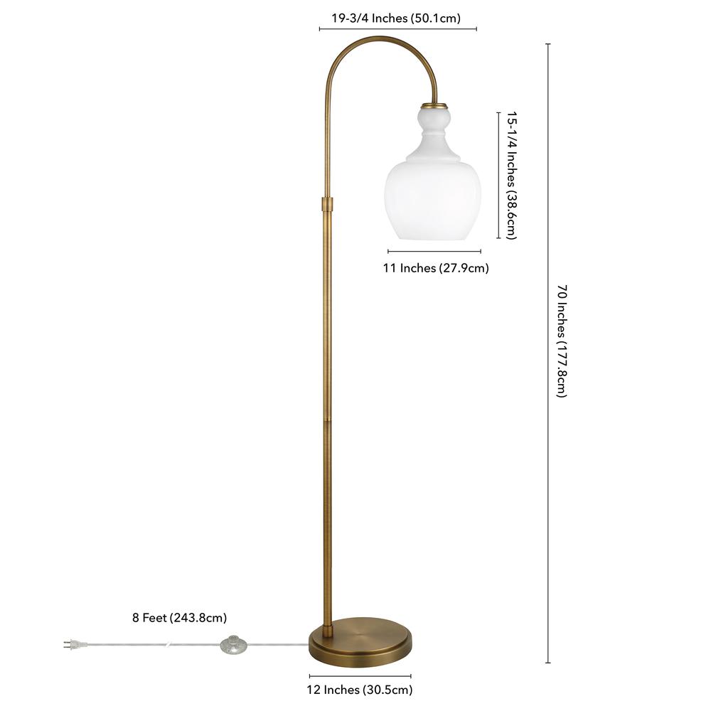 Photo 1 of HudsonCanal Henn Hart Verona Arc Floor Lamp with White Milk Glass Shade44 Brushed Brass
****UNABLE TO TEST******
