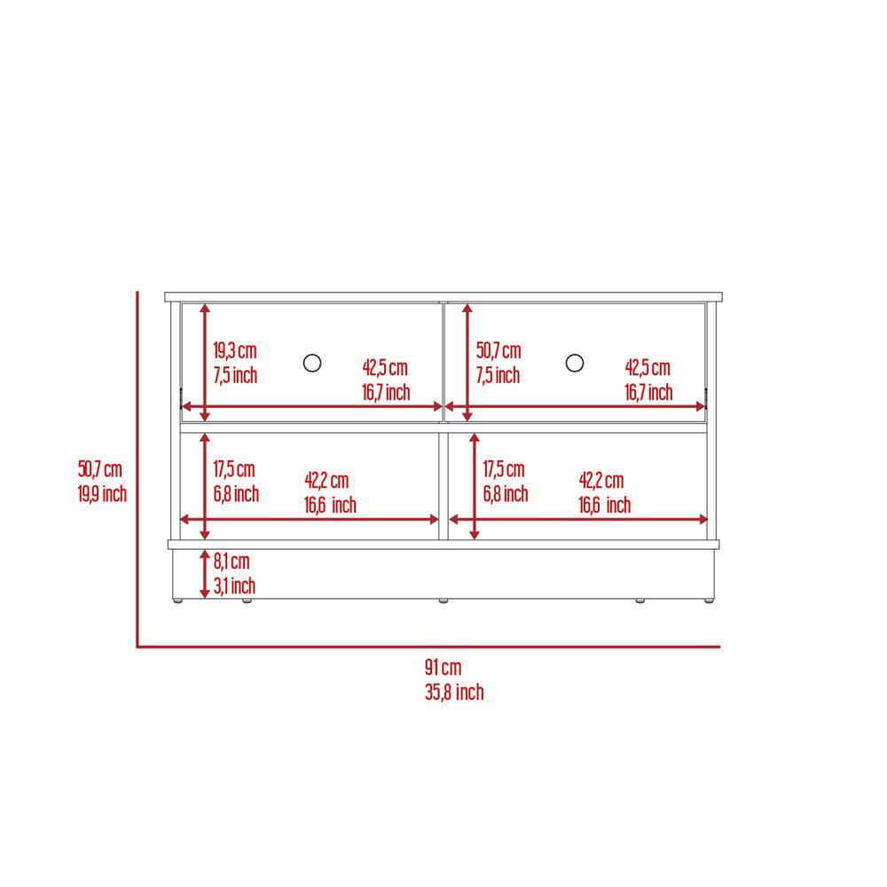 DEPOT E -SHOP DEPOT E-SHOP Uranus Storage Bench-Two Drawers, Two Open Shelves- Light Oak, For Bedroom