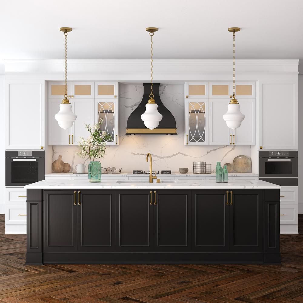 Photo 1 of HudsonCanal Annie 9.13 Wide Pendant with Glass Shade in Brass/White Milk