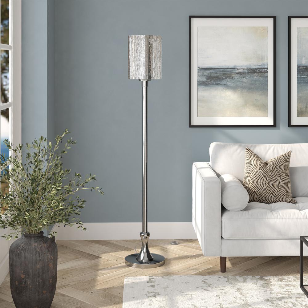 Photo 1 of HudsonCanal Henn Hart Numit Brushed Nickel Floor Lamp with Mercury Glass Shade