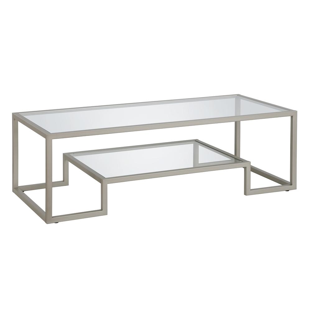 Hudson&Canal Athena 54'' Wide Rectangular Coffee Table in Satin Nickel
