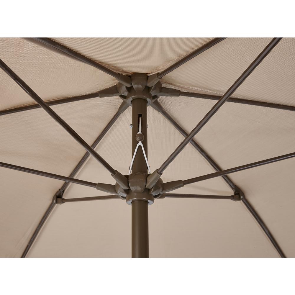 Fiberbuilt 7.5' Hex Home Garden  Umbrella 6 Rib Crank Champagne Bronze with Beige Vinyl Coated Weave Canopy