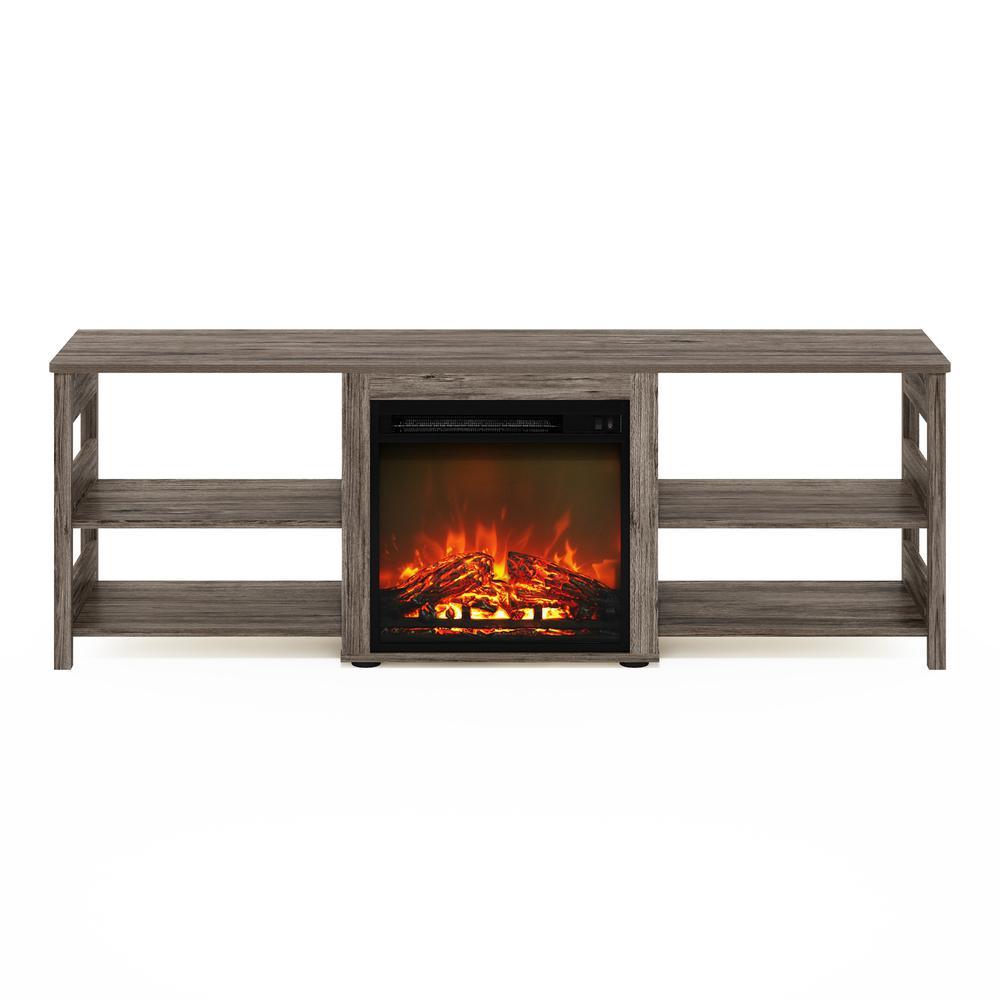 Furinno Classic 70 Inch TV Stand with Fireplace, Rustic Oak