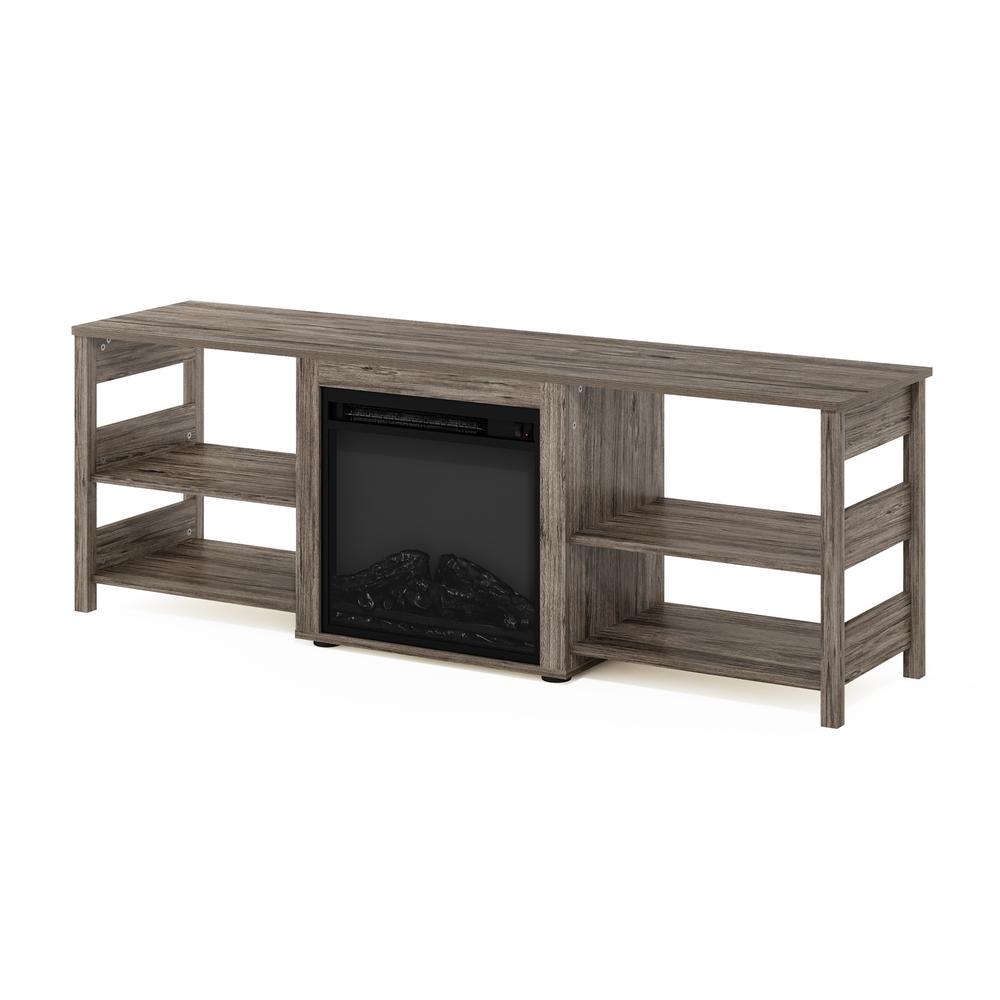 Furinno Classic 70 Inch TV Stand with Fireplace, Rustic Oak