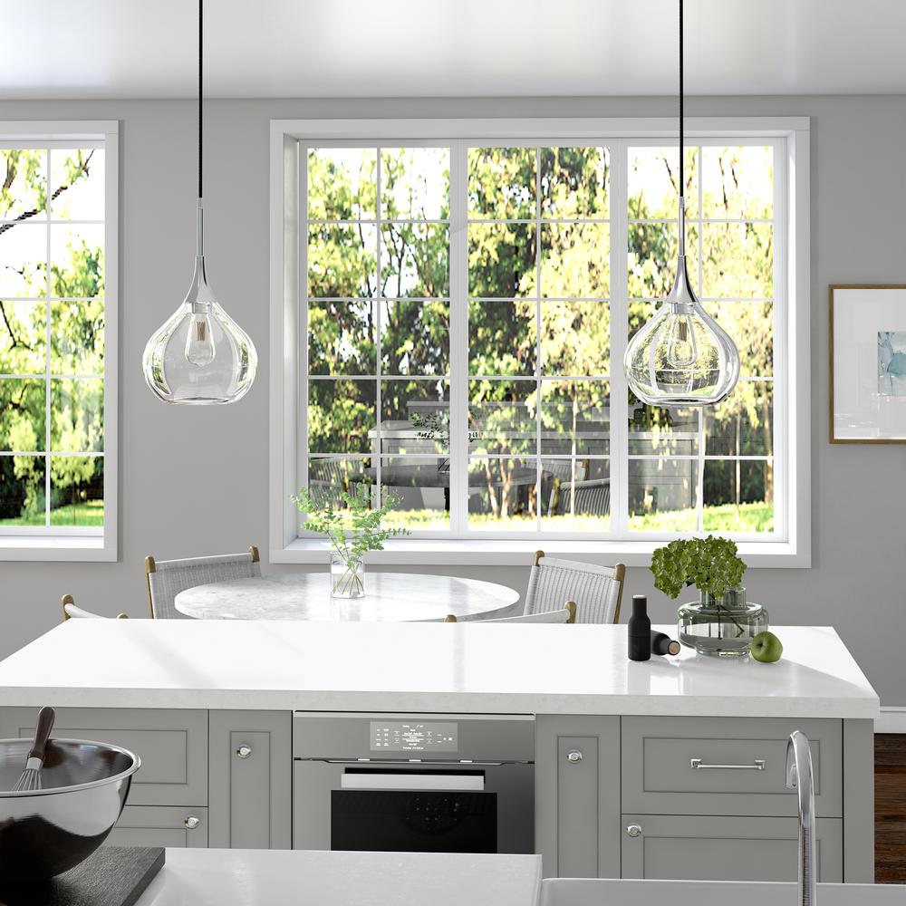 Photo 1 of HudsonCanal hennhart 9.5 wide pendant with glass shade in polished nickel/clear