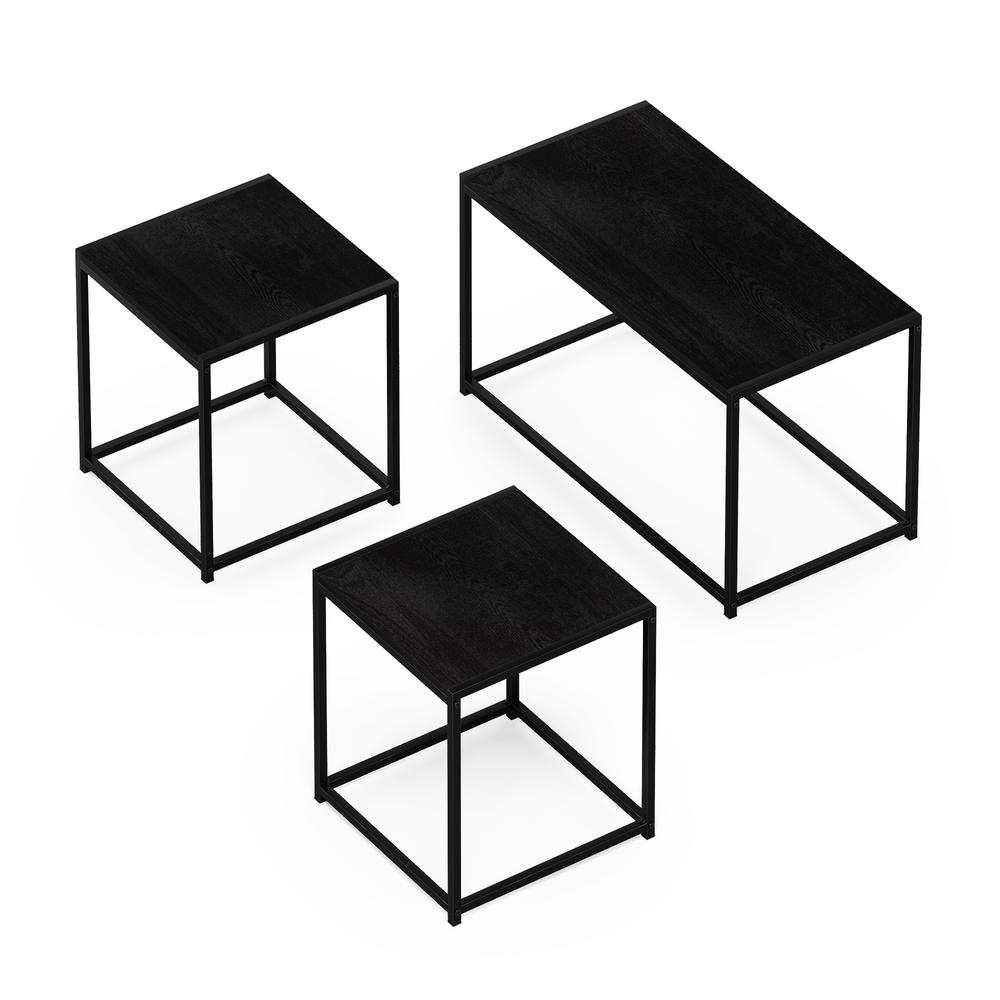 Furinno Camnus Modern Living Room Table Set with One Coffee Table and Two End Tables, Americano