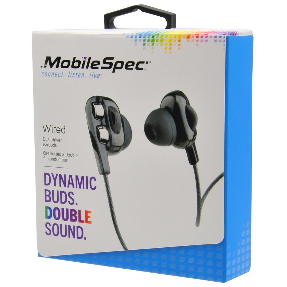 Mobilespec Dual Driver Wired Earbuds  Black