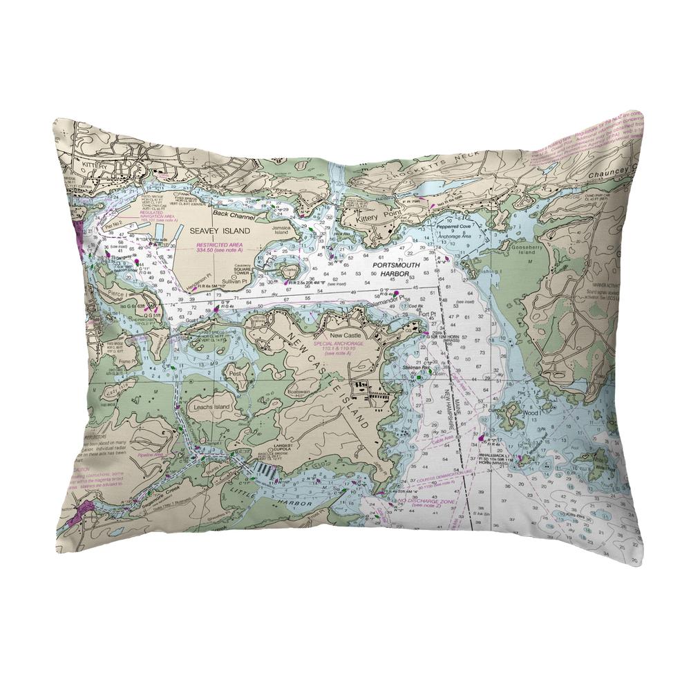 Betsy Drake Interiors Portsmouth Harbor, NH Nautical Map Noncorded Indoor/Outdoor Pillow 16x20