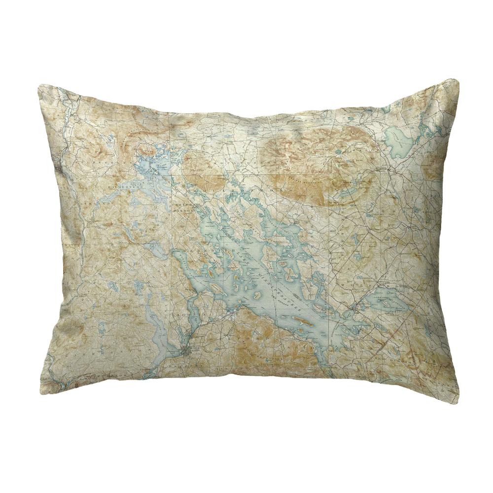 Betsy Drake Interiors Winnipesaukee, NH Nautical Map Noncorded Indoor/Outdoor Pillow 16x20