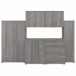 Bush Furniture Bush Business Furniture Universal 6 Piece Modular Garage Storage Set with Floor and Wall Cabinets - Platinum Gray