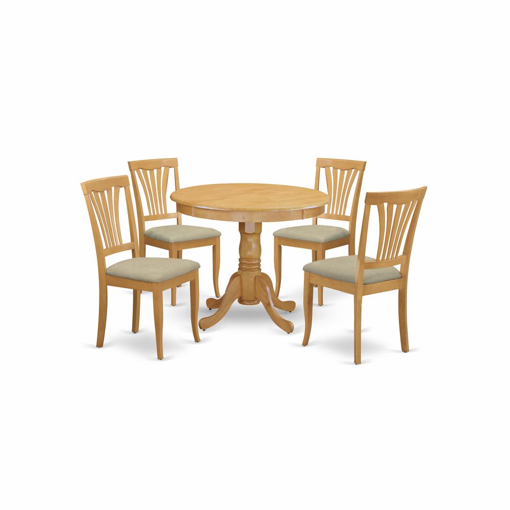 East West Furniture ANAV5-OAK-C 5 Pc Dinette Table set - Kitchen dinette Table and 4 Kitchen Chairs