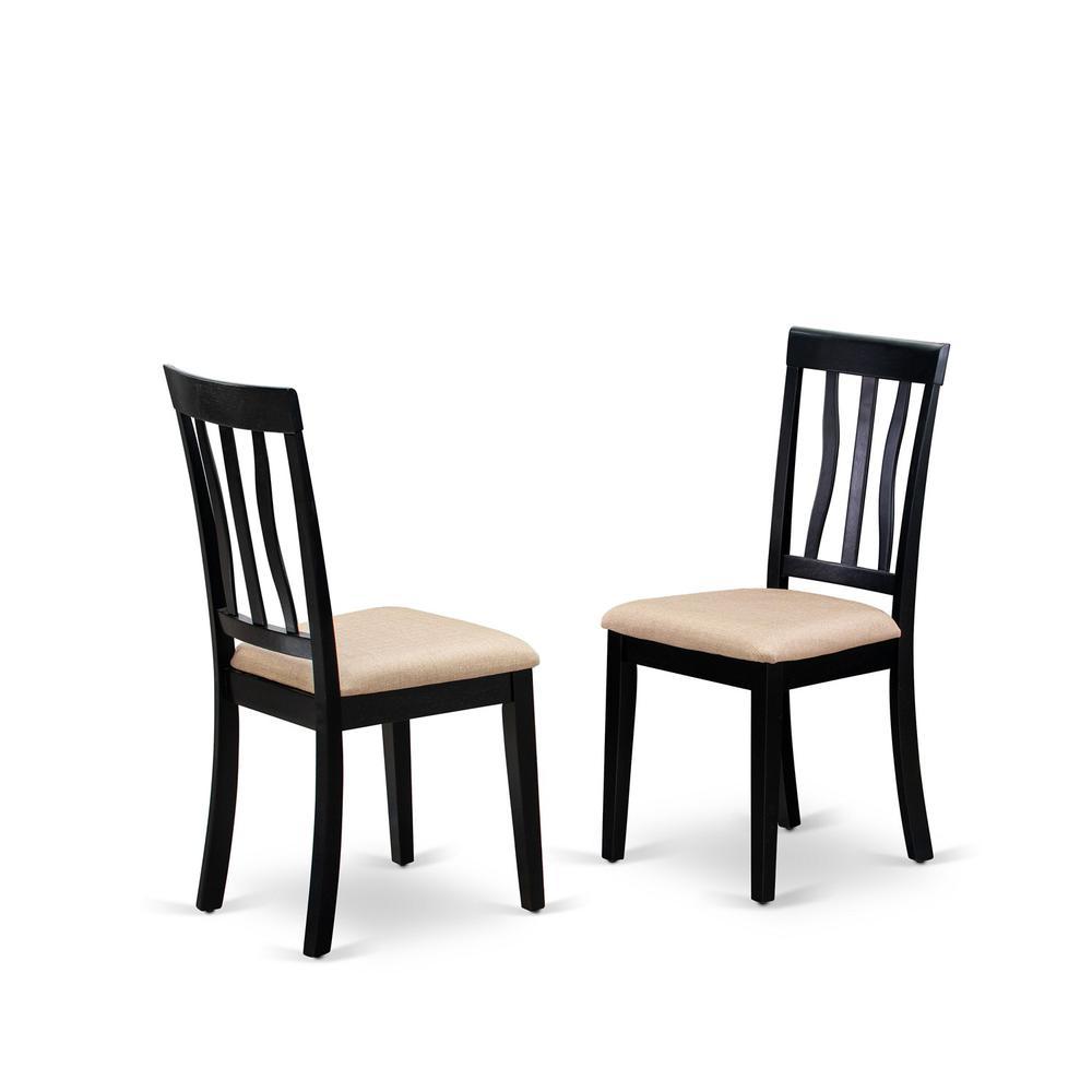 East West Furniture ANTI3-BLK-C 3 PC Kitchen Table set-round Kitchen Table plus 2 Dining Chairs