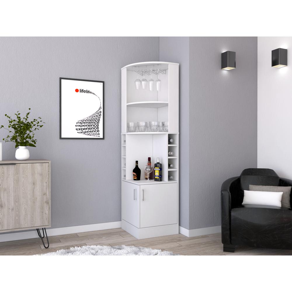 Depot E-Shop Egina Corner Bar Cabinet - White