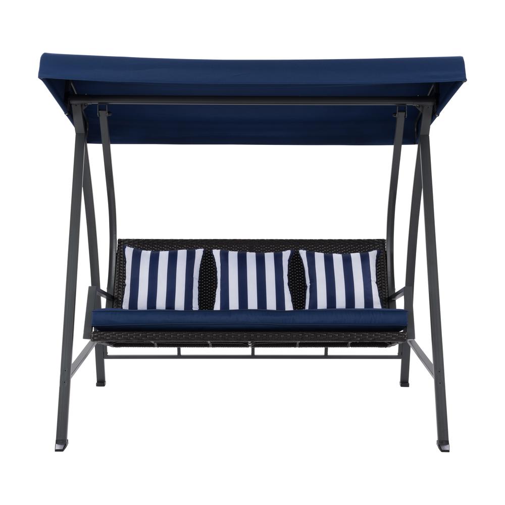 CorLiving 3-Seat Patio Swing with Canopy Navy Blue