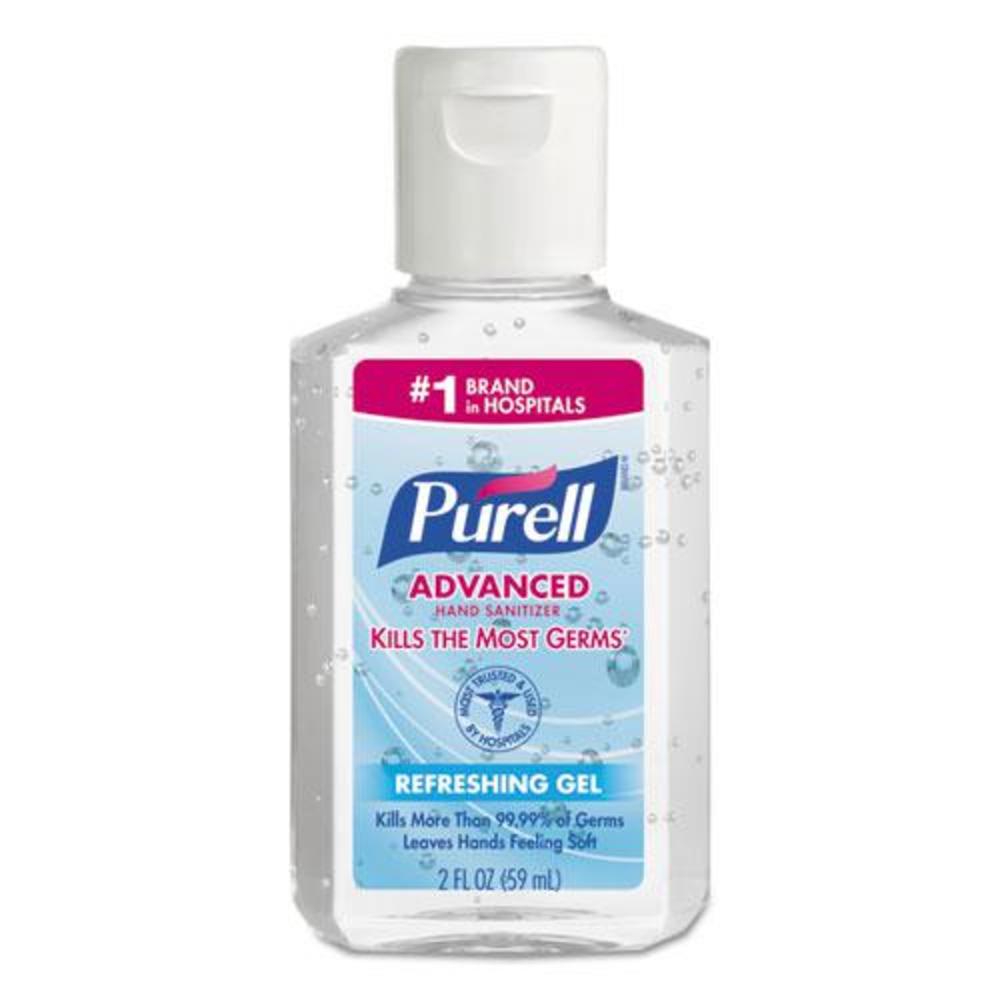 Purell Advanced Refreshing Gel Hand Sanitizer, 2 oz, Flip-Cap Bottle, Clean Scent, 24/Carton