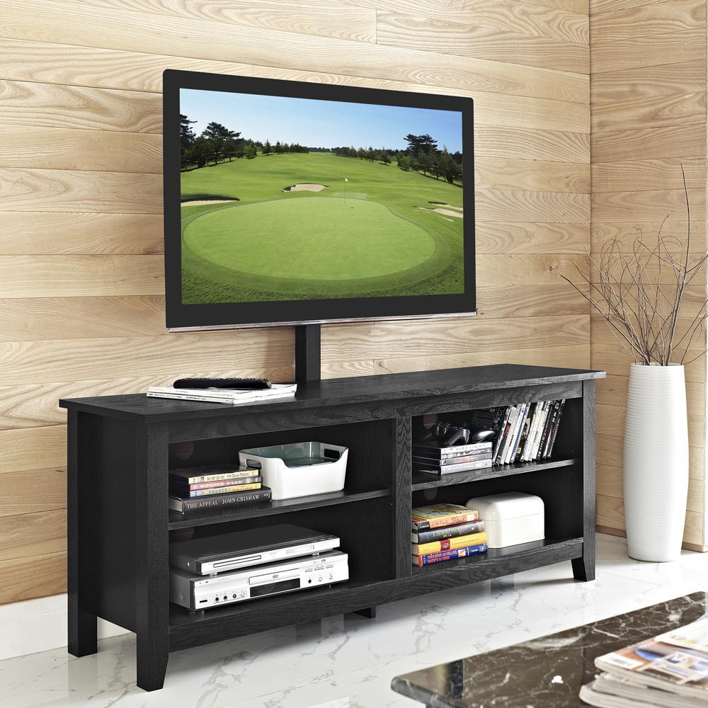 Walker Edison 58" Wood TV Console with Mount - Black