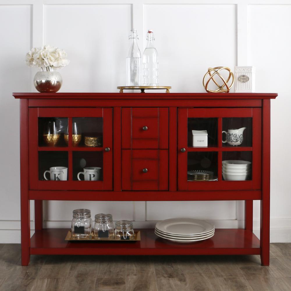 Walker Edison 52" Wood Console Table TV Stand - Antique Red