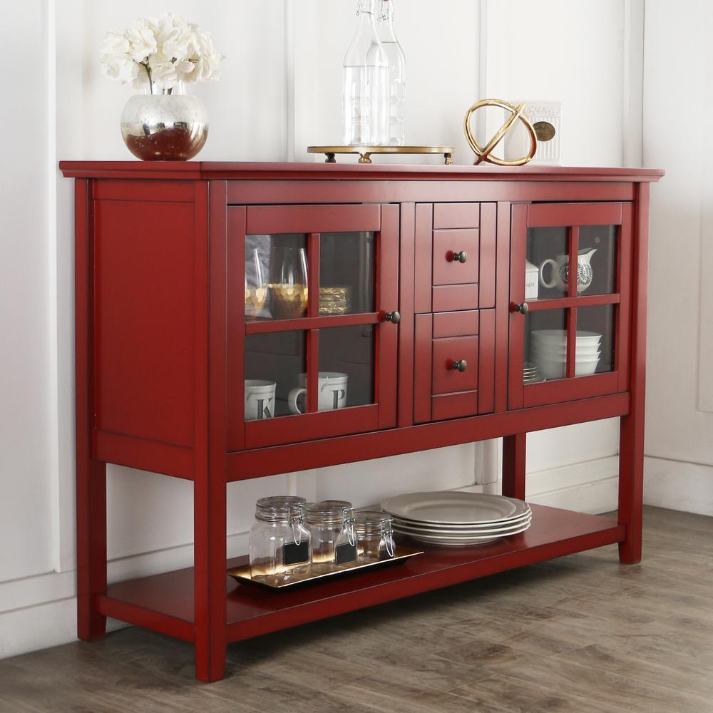 Walker Edison 52" Wood Console Table TV Stand - Antique Red
