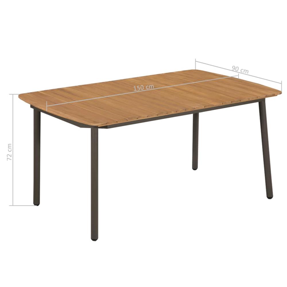 vidaXL Garden Table 59"x35.4"x28.3" Solid Acacia Wood and Steel, 44234