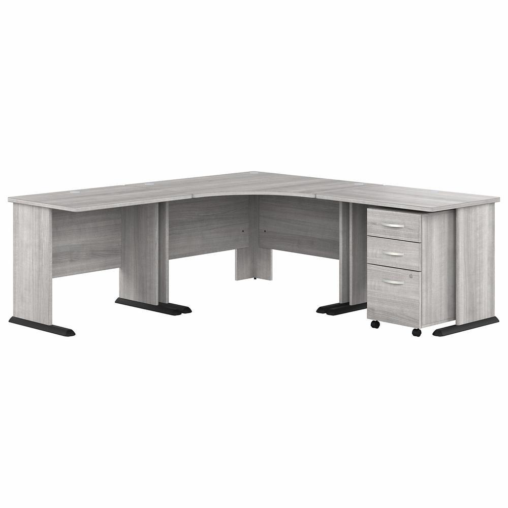 Bush Furniture Bush Business Furniture Studio A 83W Large Corner Desk with 3 Drawer Mobile File Cabinet in Platinum Gray