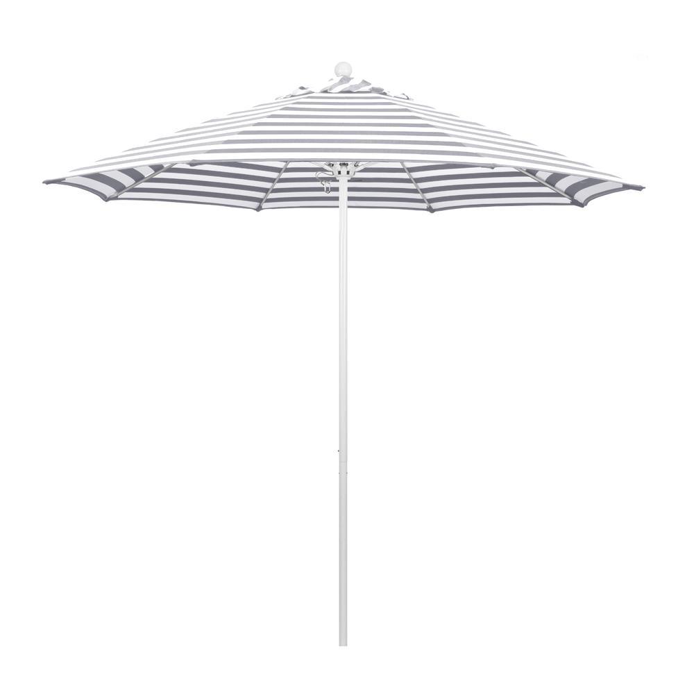 California Umbrella 9' Venture Series Patio Umbrella With Matted White Aluminum Pole Fiberglass...