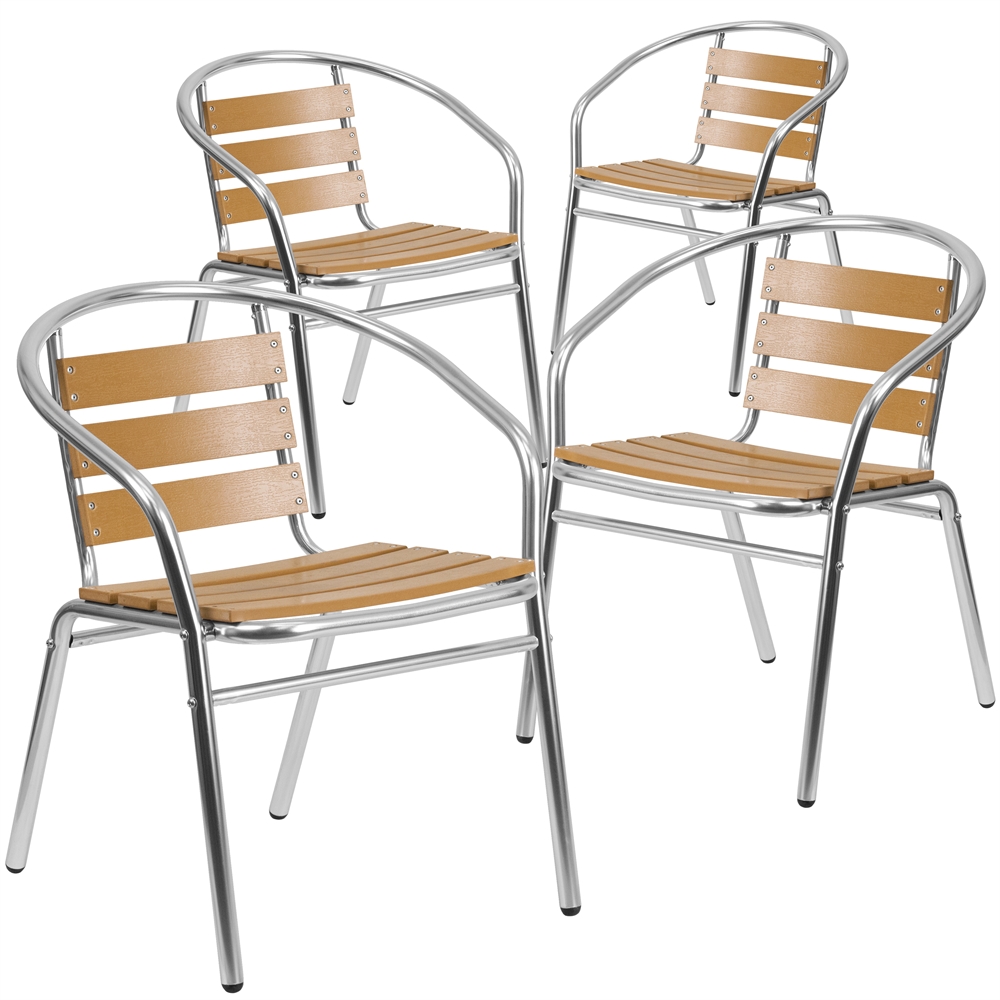 Flash Furniture 4 Pk. Aluminum Commercial Indoor-Outdoor Restaurant Stack Chair with Triple...