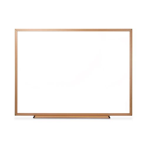 Universal Studios Deluxe Melamine Dry Erase Board, 48 x 36, Melamine White Surface, Oak Fiberboard Frame