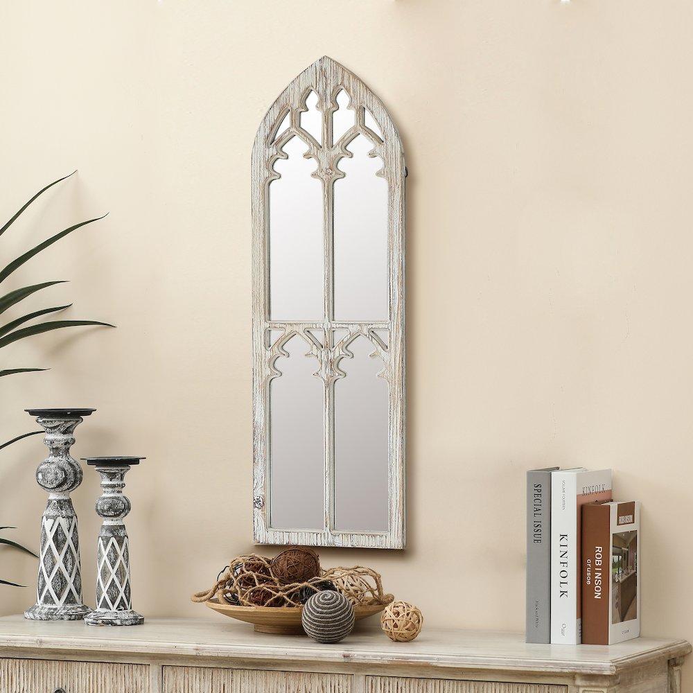 Luxen Home Wood Cathedral Framed Wall Mirror