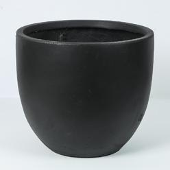 Luxen Home Black MgO Round 12.2in. H Outdoor Planter