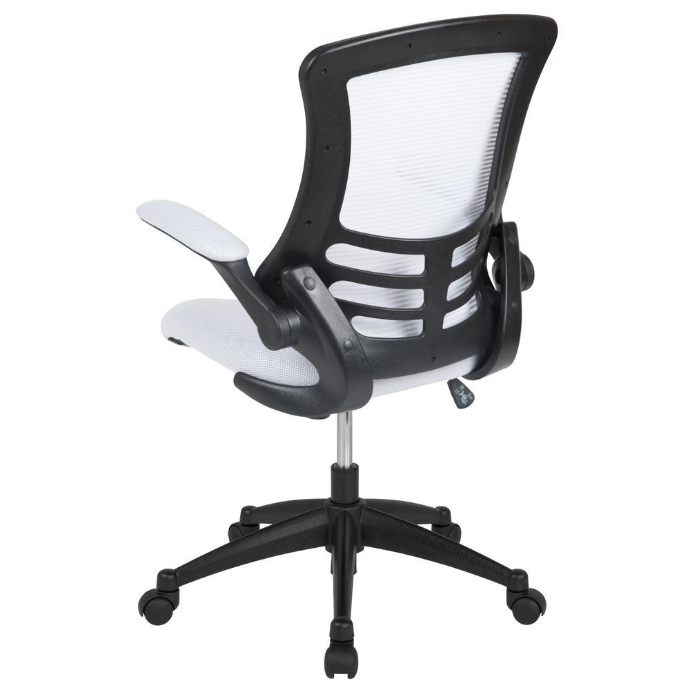 Flash Furniture Mid-Back White Mesh Swivel Ergonomic Task Office Chair with Flip-Up Arms