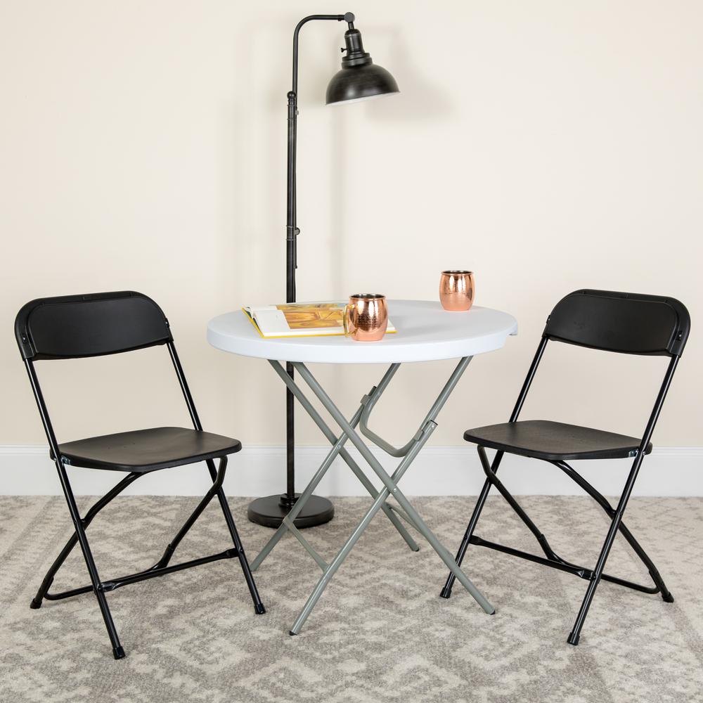 Flash Furniture HERCULES Series 650 lb. Capacity Premium Black Plastic Folding Chair