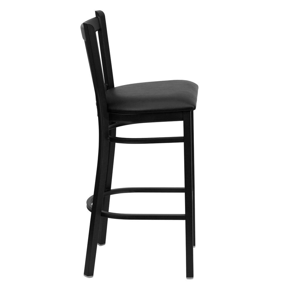Flash Furniture HERCULES Series Black Vertical Back Metal Restaurant Barstool - Black Vinyl Seat