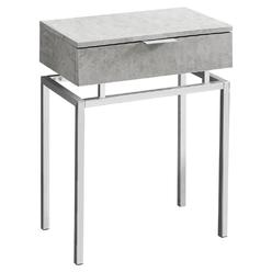 Monarch Specialties Modern Accent End Table With Rectangular Top And Chrome Metal Base - Grey