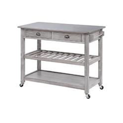 Boraam Sonoma Kitchen Cart with Stainless Steel Top [Storm Gray Wire-Brush]