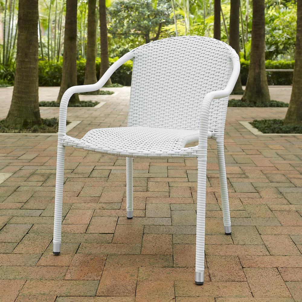 Crosley Furniture Palm Harbor 4Pc Outdoor Wicker Stackable Chair Set White - 4 Stackable Chairs
